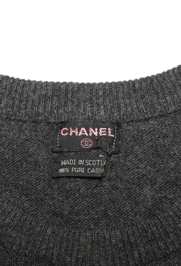 Chanel '80s Scottish Grey Cashmere Sweater - 6