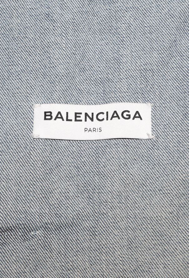 Balenciaga Distressed Logo Denim Jacket - 7