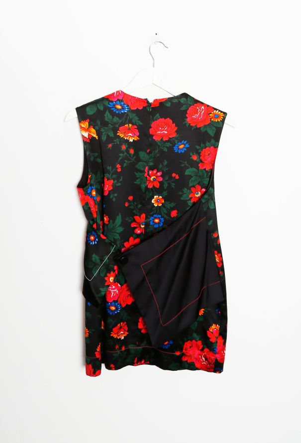 Céline S/S 2015 Floral Satin Draped Top - 10