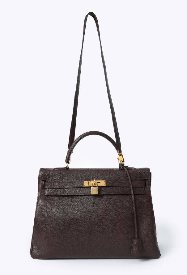 Hermès Vintage Marron Togo Kelly Retourné 35 - 3