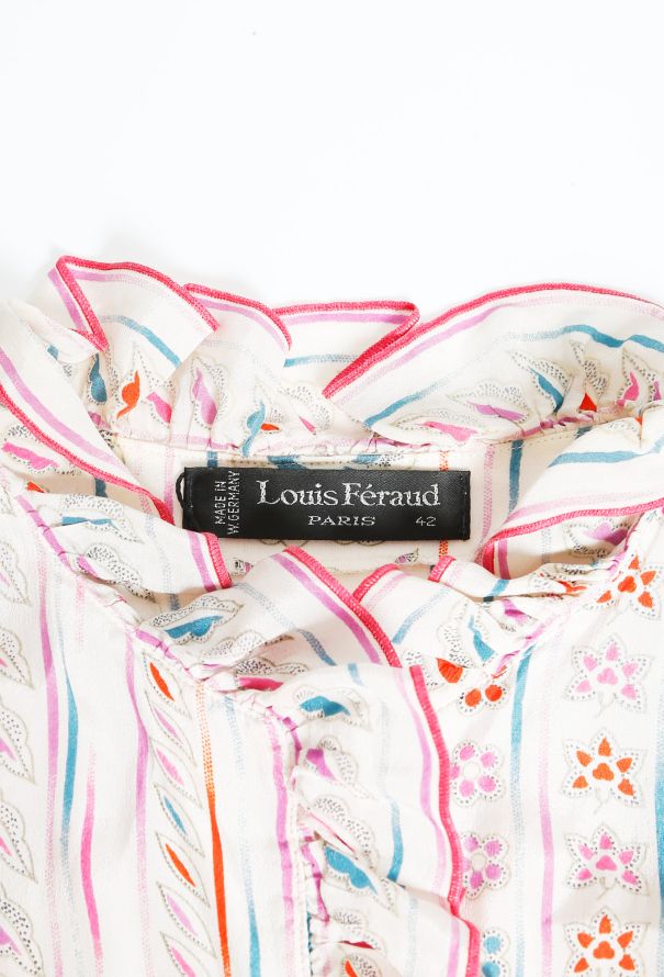 Louis Féraud Vintage Floral Striped Silk Dress - 4