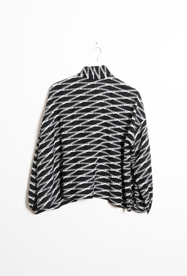 Balenciaga 2019 Logo Printed Lavallière Blouse - 10