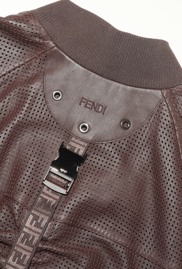 Fendi S/S 2019 Perforated Leather Bomber Jacket - 8