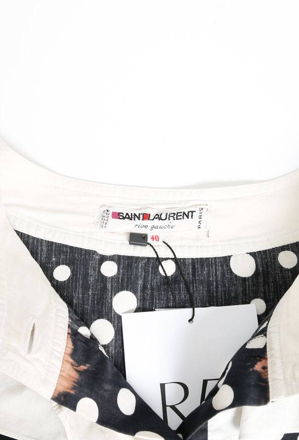 Saint Laurent 70s Polka Dot Smock Dress Navy - 4