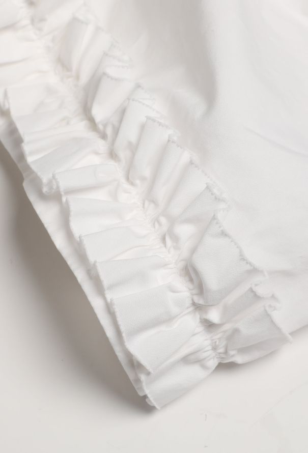 Molly Goddard White Ruched Cotton Peplum Top – Spring 2019 - 7