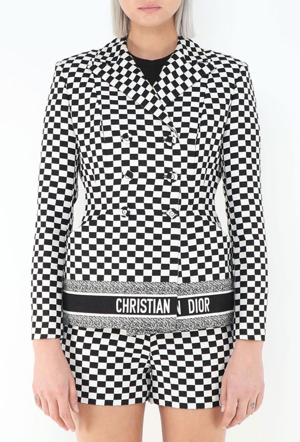 Dior S/S 2018 Checkered Bar Jacket Ensemble - 6