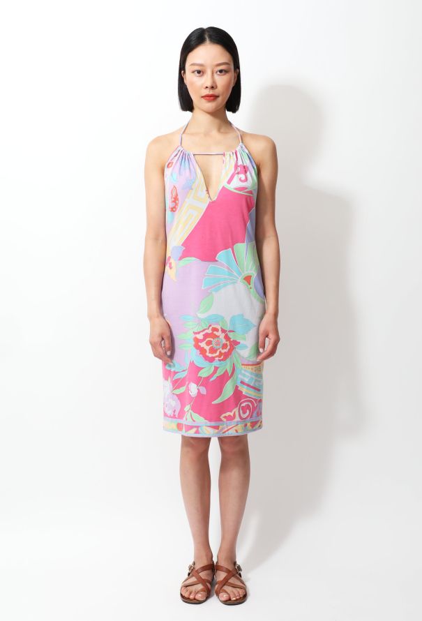 Leonard Fuchsia Floral Halter Dress - 2