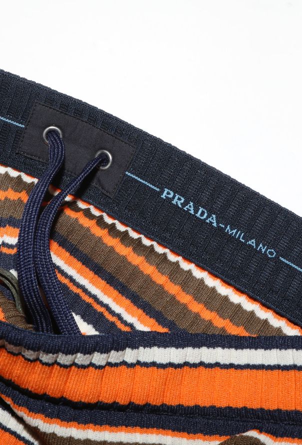 Prada Striped Ribbed Logo Skirt - 7