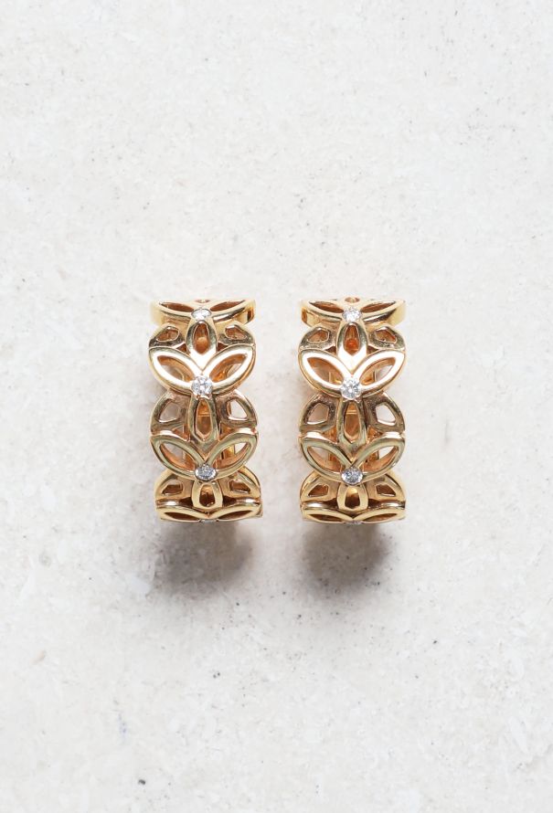 Mellerio 18k Gold & Diamond Floral Clip Earrings - 1