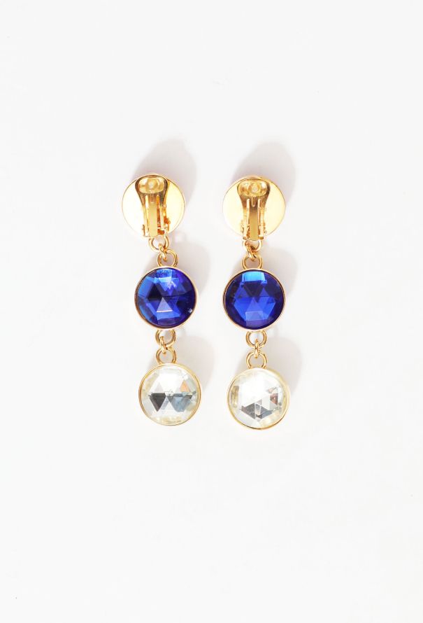 Miu Miu Tricolor Stone Drop Clip Earrings - 2