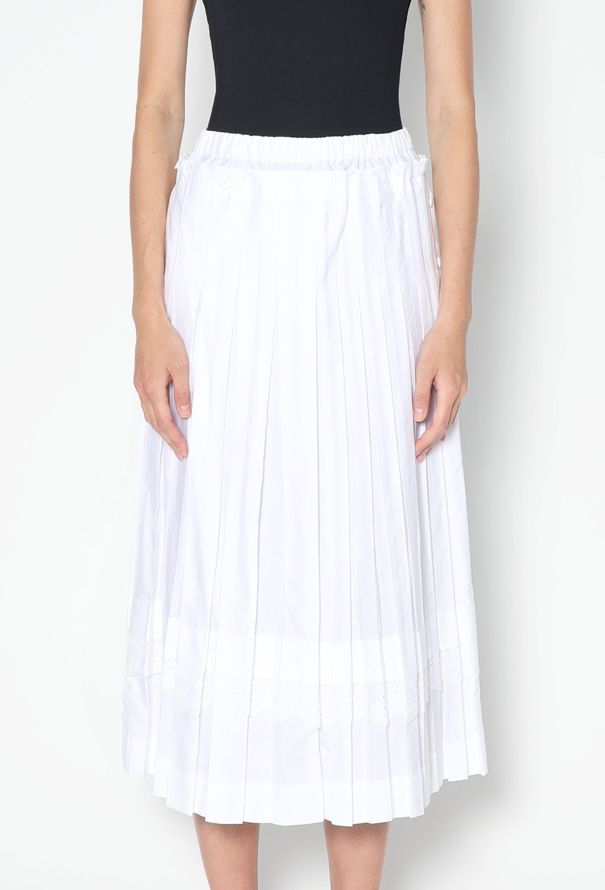 Simone Rocha 2022 Pleated Lace Poplin Skirt - 2