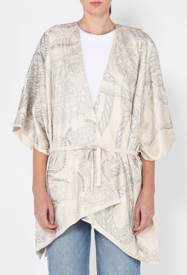 Hermès Embellished Silk Carré Belted Robe - 1