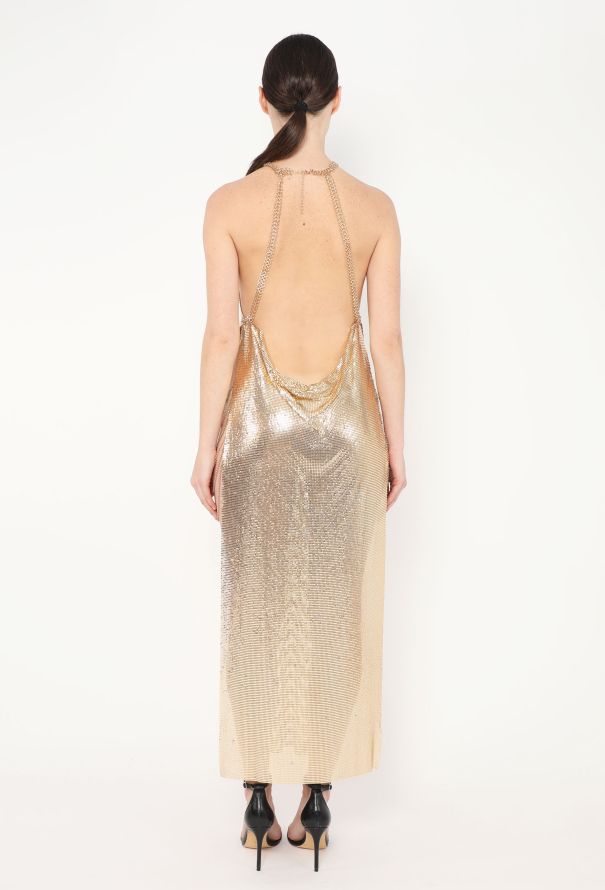 Plunging Chainmail Halter Dress - 4