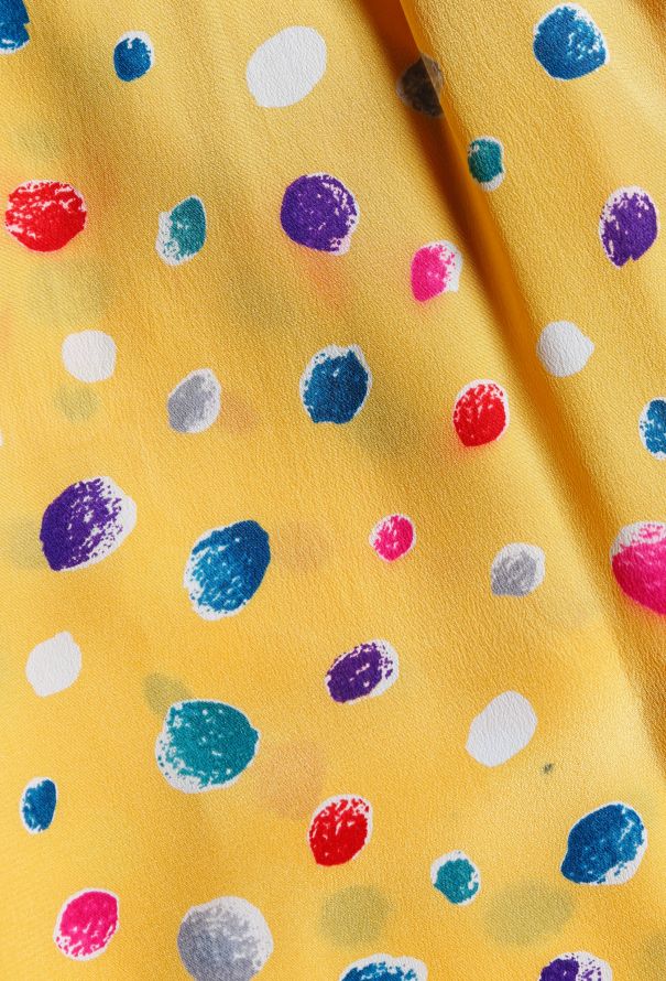 Emanuel Ungaro Vintage Yellow Polka Dot Silk Dress - 5