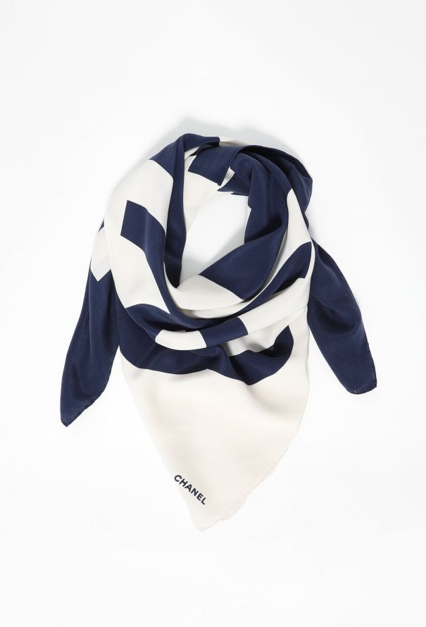 Chanel 2022 Bicolor Silk ‘CC’ Scarf - 1