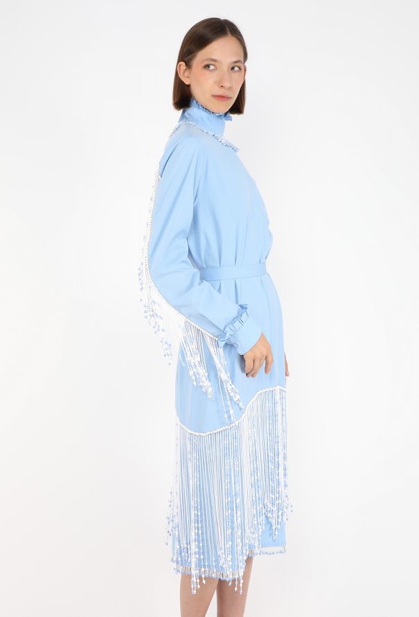 Prada Hand-Beaded Fringe Poplin Dress, F/W 2020 - 7