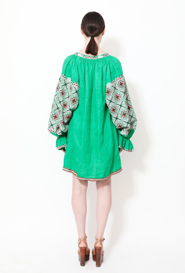 Vita Kin Embroidered Linen Tassel Tunic – Green - 3