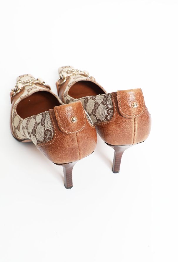 Gucci Early 2000s Monogram Horsebit Pumps - 9