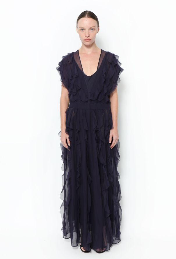 Valentino Silk Scalloped Ruffle Dress - 1