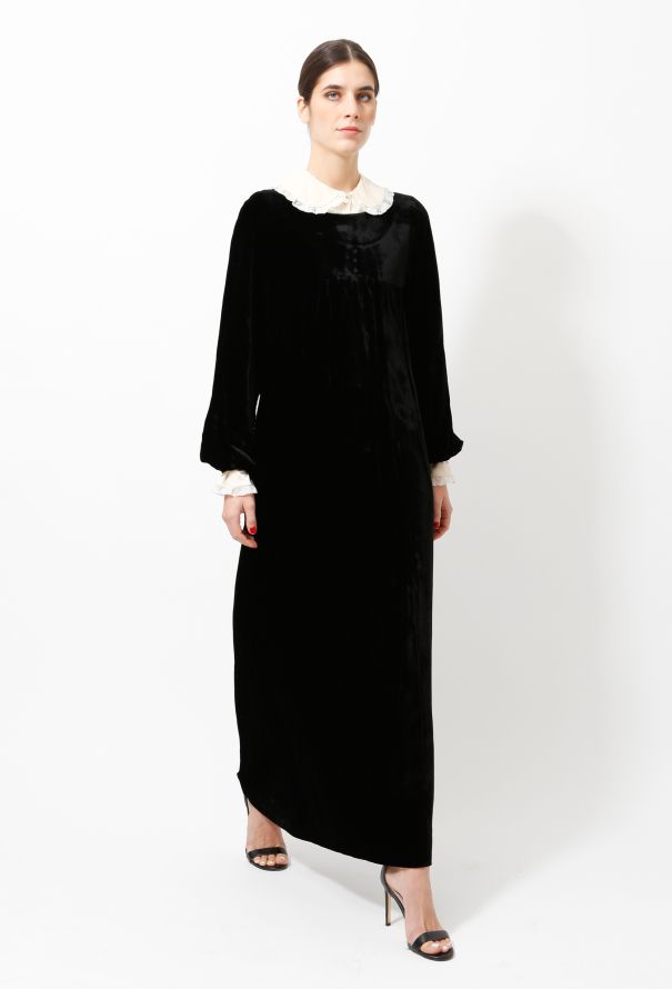 Saint Laurent 60s Couture Velvet Maxi Dress - 2