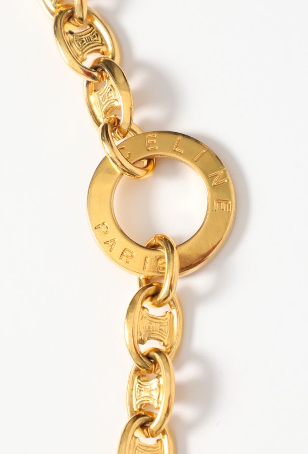 Céline 1991 Embossed Triomphe Chainlink Belt - 2