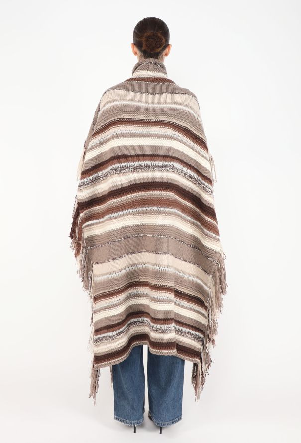 Chloé Fall 2021 Striped Cashmere Poncho - 6