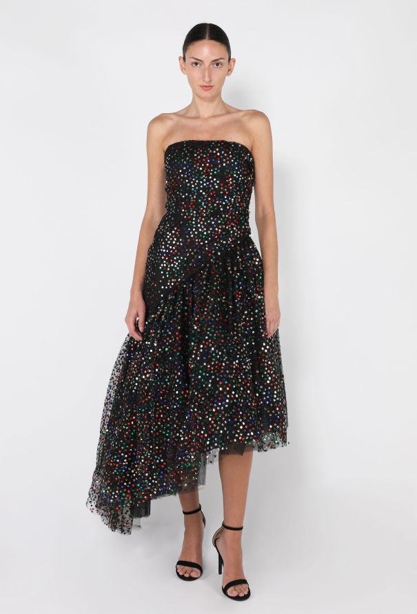 Arnold Scaasi Sequin Tulle Strapless Dress, 1980s - 2