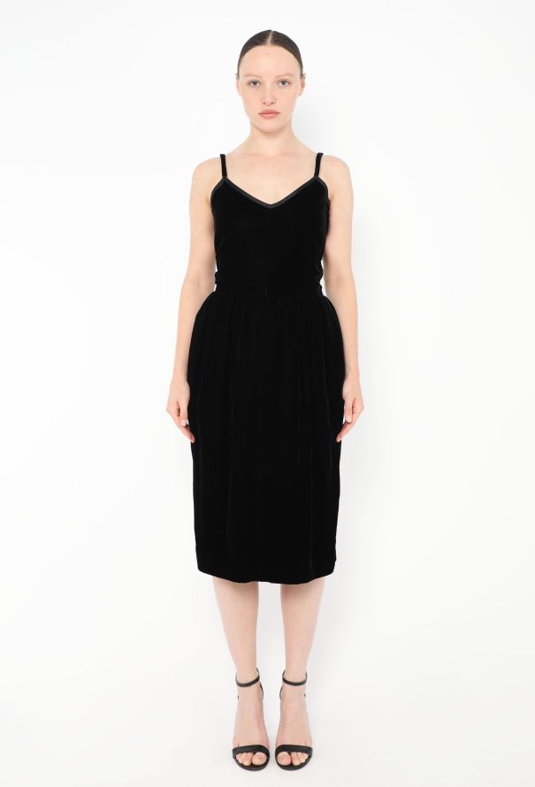 Saint Laurent Vintage Velvet Grosgrain Trim Dress - 1