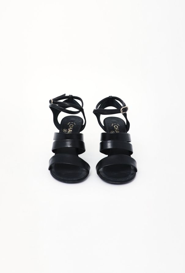 Chanel Leather Pearl 'CC' Sandals - 3