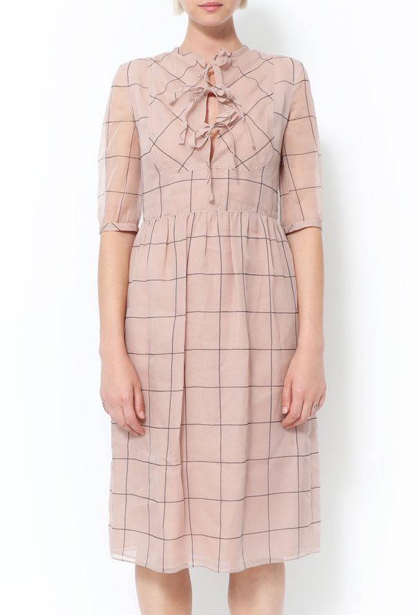 Valentino Checkered Silk Organza Dress - 2