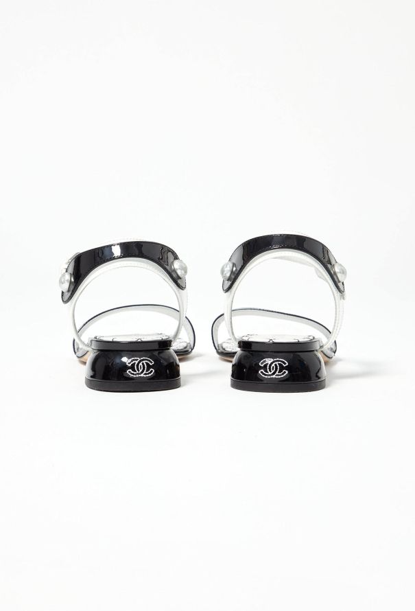 Chanel Bicolor Quilted Patent Sandals - 5