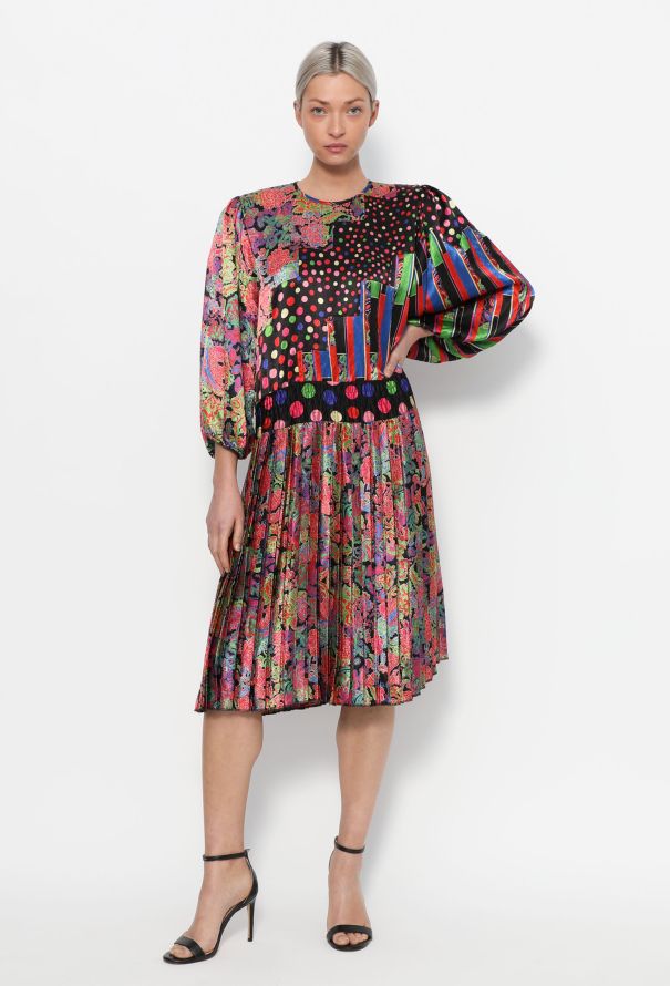 Diane Freis '80s Pleated Georgette Dress - 3