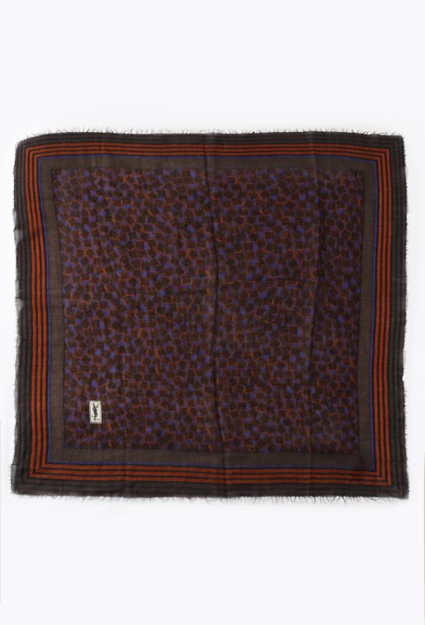 Saint Laurent Late '70s Frayed Graphic Scarf - 3