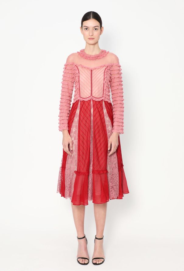 Valentino F/W 2017 Ruffled Lace Dress - 1