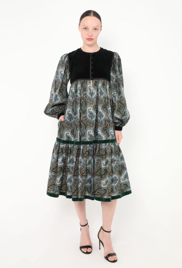 Saint Laurent Collector F/W 1977 Paisley Velvet Russian Dress - 3