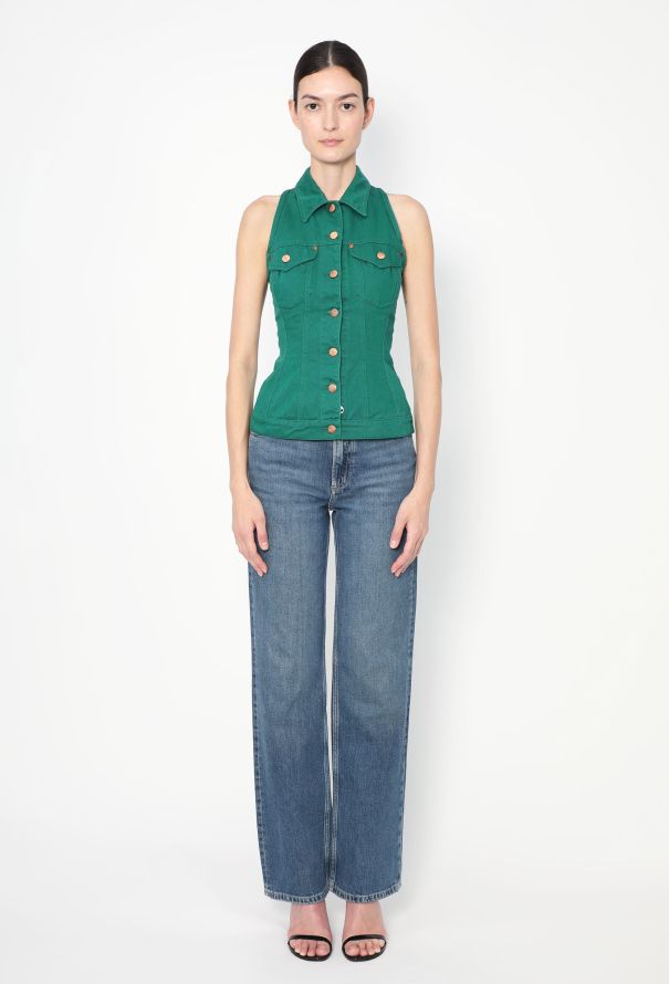 Jean Paul Gaultier S/S 1990 Denim Halter Top - 3