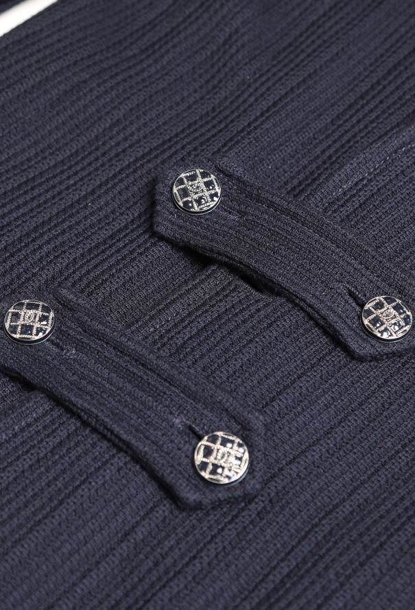 Chanel Asymmetrical Ribbed 'CC' Jacket - 7