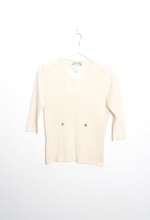 Chanel Cashmere Silk V-Neck Knit Sweater - 7