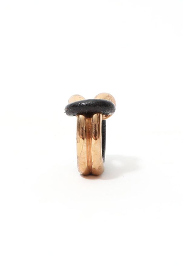 Modern Designers Goldtone & Leather Knot Ring - 4