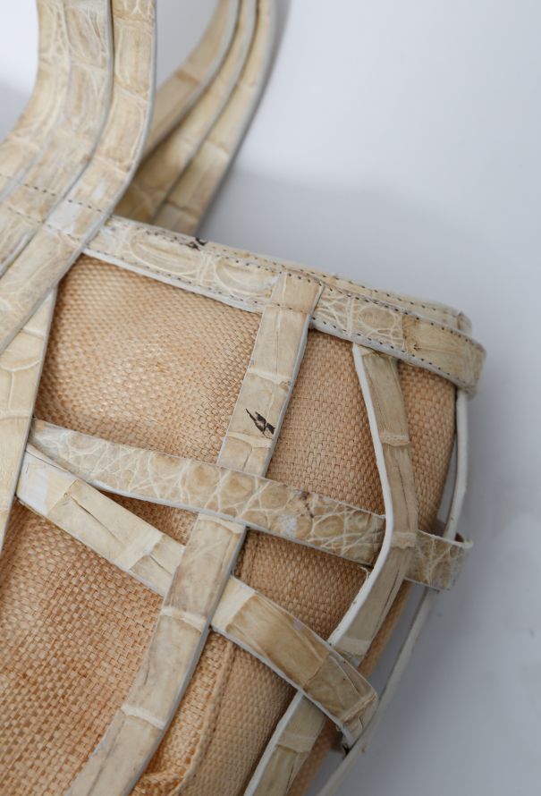 Exquisite Vintage Nancy Gonzalez Crocodile Raffia Bag - 10