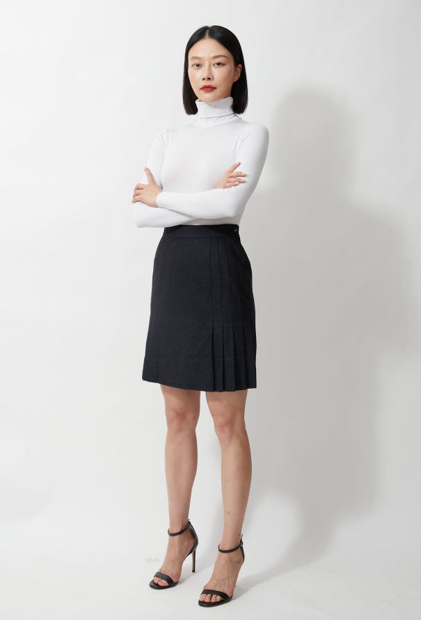 Chanel Vintage Black Pleated Skirt - 3