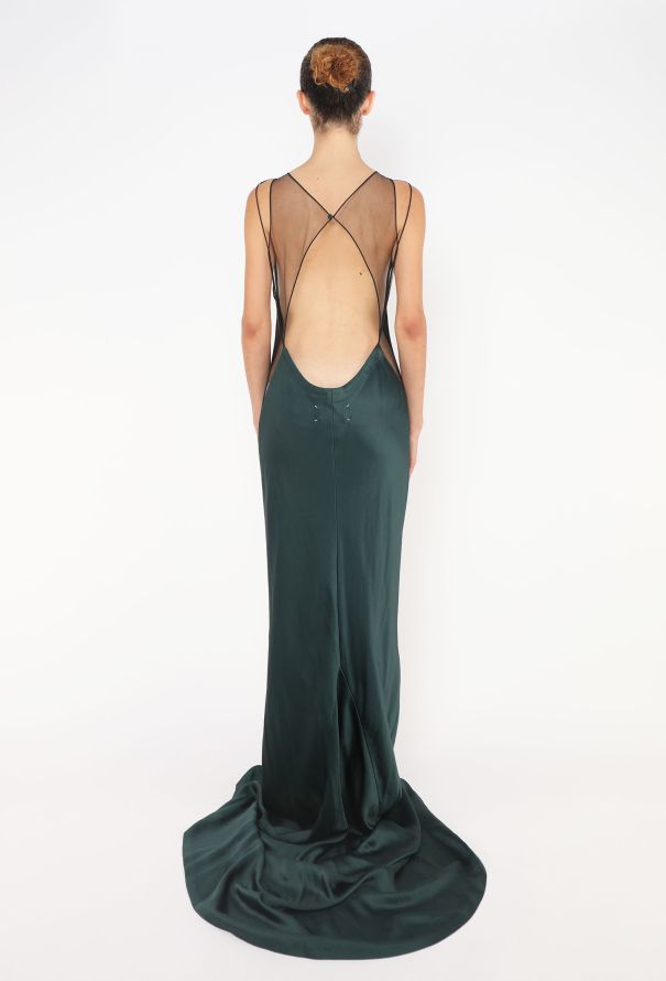 Maison Margiela Green Charmeuse Open-Back Gown – 2024 - 4