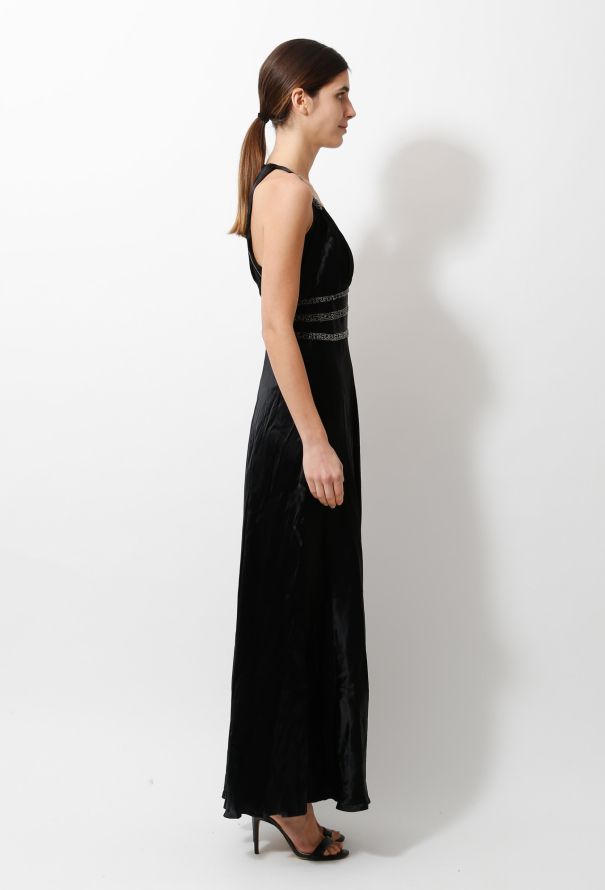 '40s Embroidered Halter Gown - 4