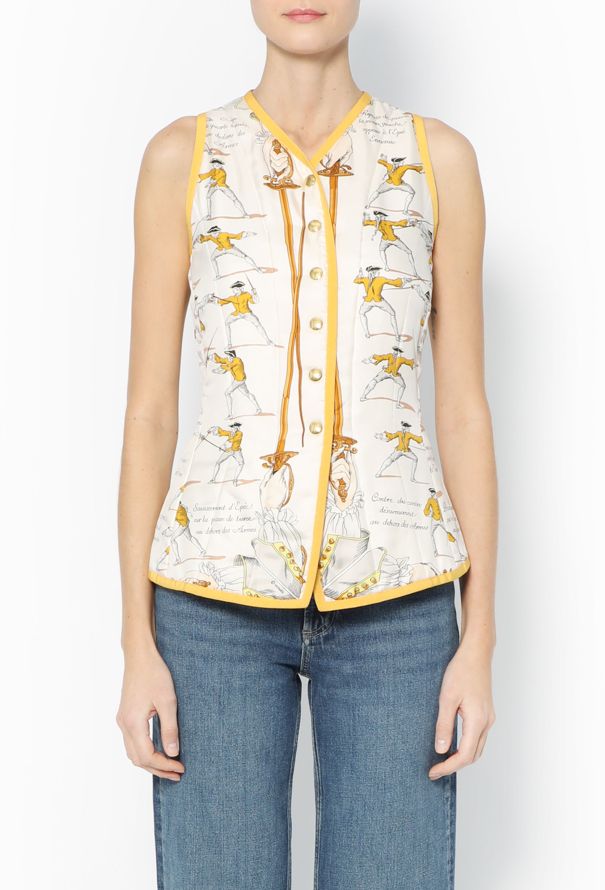 Hermès '70s ’Traité des Armes’ Silk Vest - 1