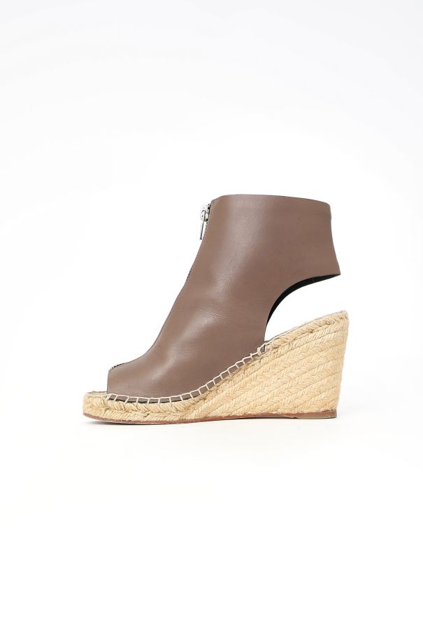 Céline Leather Zip Espadrille Wedges Taupe brown - 4