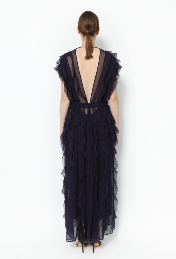 Valentino Silk Scalloped Ruffle Dress - 2