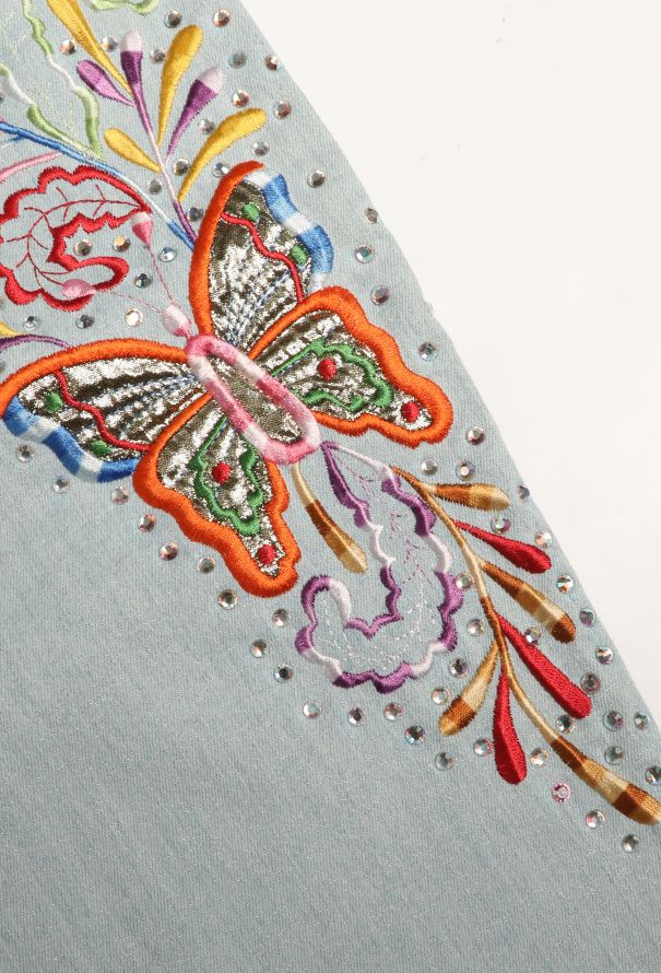 Dior 2002 Butterfly Embellished Denim Skirt - 6