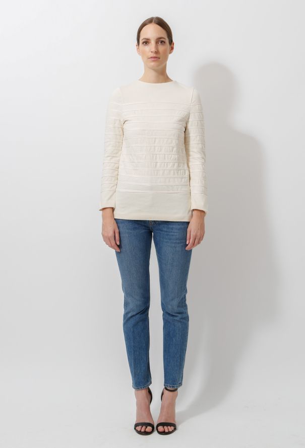 Céline Leather Striped Top - 2
