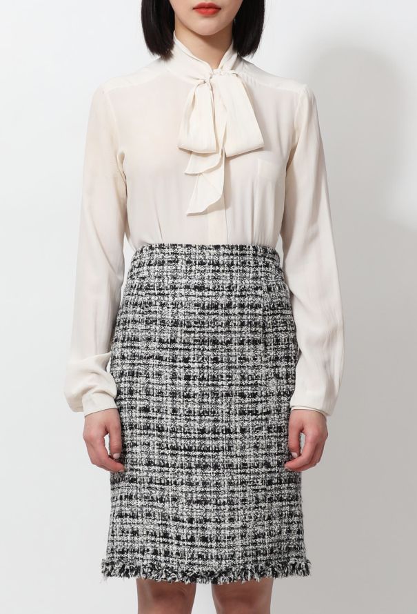 Chanel Timeless Tweed Fringe Trim Skirt - 3