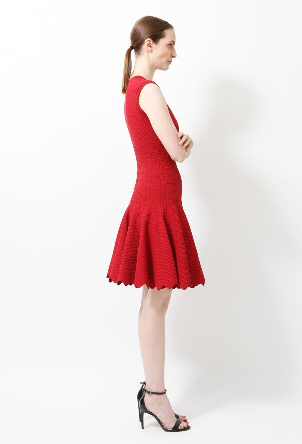 Alaïa S/S 2012 Textured Ruffled Flared Dress Red - 4